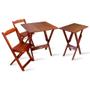 Imagem de Conjunto de Mesa 70x70 e Mesa Aparador Dobrável com 2 Cadeiras Tarimatã - Imbuia