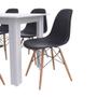 Imagem de Conjunto de Mesa Cogma com 6 Cadeiras Eames Base Madeira Branco e Preto