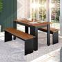 Imagem de Conjunto de Mesa Com 2 Bancos 135 x 75 cm Primor Natura Preto Zanzini