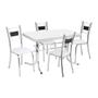 Imagem de Conjunto de Mesa com 4 Cadeiras Katia Prata e branco