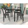 Imagem de Conjunto De Mesa Com 4 Cadeiras Malva Tampo De Vidro 107cm SF Preto Fosco Assento Andorinha Artefamol