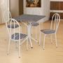 Imagem de Conjunto de Mesa com 4 Cadeiras Thais Branco, Listrado Branco e Preto