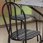 Imagem de Conjunto de Mesa com 4 Cadeiras Tuany Craqueado Preto Listrado Branco e Preto