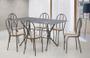 Imagem de Conjunto de Mesa com 6 Cadeiras Rattan BRUNA cromo Preto - Granito -  ARTEFAMOL 6599