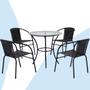 Imagem de Conjunto de Mesa com tampo 4 Cadeiras Happy Hour Varanda Área Sacada Edícula Empilhável Preta