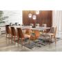 Imagem de Conjunto de Mesa de Jantar Ane com 8 Cadeiras Esmeralda IV Linho Off White e Caramelo