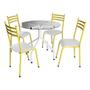 Imagem de Conjunto de Mesa de Jantar Branca com 4 Cadeiras Moema Amarela