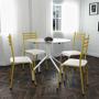 Imagem de Conjunto de Mesa de Jantar Branca com 4 Cadeiras Moema Amarela