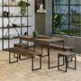 Imagem de Conjunto de Mesa de Jantar com 2 Bancos e 2 Banquetas Studio Carvalho Dark e Preto