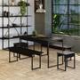 Imagem de Conjunto de Mesa de Jantar com 2 Bancos e 2 Banquetas Studio Preto