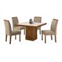 Imagem de Conjunto de Mesa de Jantar com 4 Cadeiras e Tampo de Madeira Maciça Arezo III Suede Castanho e Cinza