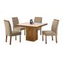 Imagem de Conjunto de Mesa de Jantar com 4 Cadeiras e Tampo de Madeira Maciça Arezo III Suede Cinza e Off White