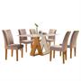 Imagem de Conjunto de mesa de Jantar com 6 Cadeiras Belle Suede Off White e Bege