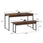 Imagem de Conjunto de Mesa de Jantar com Banco Studio Nogal e Preto