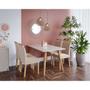 Imagem de Conjunto de Mesa de Jantar com Tampo de Vidro Off White Adele e 4 Cadeiras Juliana Suede Nude Madeira