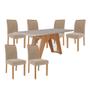 Imagem de Conjunto de Mesa de Jantar com Tampo de Vidro Off White Paloma e 6 Cadeiras Juliana Suede Nude e Nature
