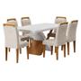 Imagem de Conjunto de Mesa de Jantar com Vidro e  6 Cadeiras Amanda Veludo Creme e Off White