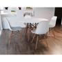 Imagem de Conjunto de Mesa de Jantar Cozinha Moderna Eames Eiffel Redonda 90cm Tampo de Madeira com 4 Cadeiras Branc