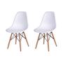 Imagem de Conjunto De Mesa De Jantar Eames Eiffel Quadrada 90cm Tampo De Madeira Amêndoa Com 2 Cadeiras Branca