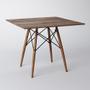 Imagem de Conjunto De Mesa De Jantar Eames Eiffel Quadrada 90cm Tampo De Madeira Amêndoa Com 2 Cadeiras Branca