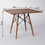 Imagem de Conjunto De Mesa De Jantar Eames Eiffel Quadrada 90cm Tampo De Madeira Amêndoa Com 2 Cadeiras Pretas