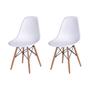 Imagem de Conjunto de Mesa de Jantar Eames Eiffel Quadrada 90cm Tampo de Madeira Branco com 2 Cadeiras Brancas