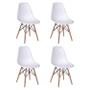 Imagem de Conjunto De Mesa De Jantar Eames Eiffel Quadrada 90cm Tampo De Madeira Branco Com 4 Cadeiras Brancas