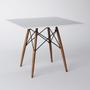 Imagem de Conjunto de Mesa de Jantar Eames Eiffel Quadrada 90cm Tampo de Madeira Branco com 4 Cadeiras Brancas