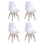 Imagem de Conjunto De Mesa De Jantar Eames Eiffel Quadrada 90cm Tampo De Madeira Branco Com 4 Cadeiras Brancas