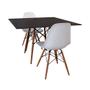 Imagem de Conjunto De Mesa De Jantar Eames Eiffel Quadrada 90cm Tampo De Madeira Preto Com 2 Cadeiras Brancas