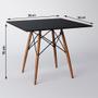 Imagem de Conjunto de Mesa de Jantar Eames Eiffel Quadrada 90cm Tampo de Madeira Preto com 2 Cadeiras Pretas