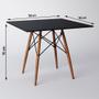 Imagem de Conjunto De Mesa De Jantar Eames Eiffel Quadrada 90cm Tampo De Madeira Preto Com 2 Cadeiras Pretas