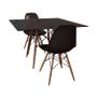 Imagem de Conjunto De Mesa De Jantar Eames Eiffel Quadrada 90cm Tampo De Madeira Preto Com 2 Cadeiras Pretas