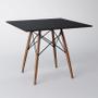 Imagem de Conjunto De Mesa De Jantar Eames Eiffel Quadrada 90cm Tampo De Madeira Preto Com 2 Cadeiras Pretas