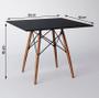 Imagem de Conjunto De Mesa De Jantar Eames Eiffel Quadrada 90cm Tampo De Madeira Preto Com 2 Cadeiras Pretas