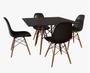 Imagem de Conjunto de Mesa de Jantar Eames Eiffel Quadrada 90cm Tampo de Madeira Preto com 4 Cadeiras Pretas