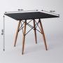 Imagem de Conjunto de Mesa de Jantar Eames Eiffel Quadrada 90cm Tampo de Madeira Preto com 4 Cadeiras Pretas