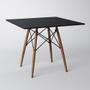 Imagem de Conjunto De Mesa De Jantar Eames Eiffel Quadrada 90cm Tampo De Madeira Preto Com 4 Cadeiras Pretas