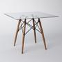 Imagem de Conjunto De Mesa De Jantar Eames Eiffel Quadrada 90cm Tampo De Vidro Com 2 Cadeiras Brancas