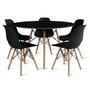 Imagem de Conjunto de Mesa de Jantar Eames Eiffel Redonda 100cm Tampo de Madeira Preto com 5 Cadeiras Pretas