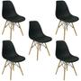 Imagem de Conjunto de Mesa de Jantar Eames Eiffel Redonda 100cm Tampo de Madeira Preto com 5 Cadeiras Pretas