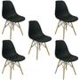 Imagem de Conjunto De Mesa De Jantar Eames Eiffel Redonda 100cm Tampo De Madeira Preto Com 5 Cadeiras Pretas