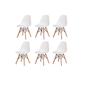 Imagem de Conjunto De Mesa De Jantar Eames Eiffel Redonda 110cm Tampo De Madeira Branco Com 6 Cadeiras Brancas
