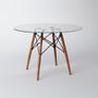 Imagem de Conjunto De Mesa De Jantar Eames Eiffel Redonda 110cm Tampo De Vidro Com 4 Cadeiras Brancas