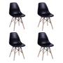 Imagem de Conjunto de Mesa de Jantar Eames Eiffel Redonda 90 cm Tampo de Madeira Preto com 4 Cadeiras Pretas P