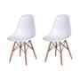 Imagem de Conjunto De Mesa De Jantar Eames Eiffel Redonda 90cm Tampo De Madeira Amêndoa Com 2 Cadeiras Brancas