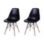 Imagem de Conjunto De Mesa De Jantar Eames Eiffel Redonda 90cm Tampo De Madeira Amêndoa Com 2 Cadeiras Pretas