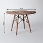 Imagem de Conjunto De Mesa De Jantar Eames Eiffel Redonda 90cm Tampo De Madeira Amêndoa Com 2 Cadeiras Pretas