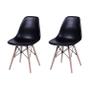 Imagem de Conjunto De Mesa De Jantar Eames Eiffel Redonda 90cm Tampo De Madeira Amêndoa Com 2 Cadeiras Pretas