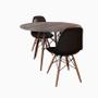 Imagem de Conjunto De Mesa De Jantar Eames Eiffel Redonda 90cm Tampo De Madeira Amêndoa Com 2 Cadeiras Pretas